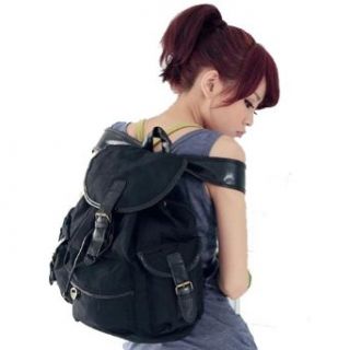 Chinadiscountstore Black Color Korean Style Girl Leisure Canvas Shoulder Bag Backpack Shoulder Handbags Clothing