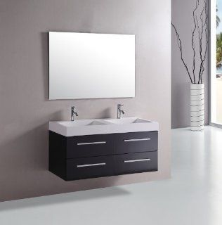48 inch floating bathroom vanity double sink espresso cabinet    