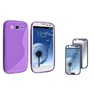 eForCity Clear Purple S Shape TPU Case + Mirror Screen Protector Compatible with Samsung© Galaxy S III Cell Phones & Accessories