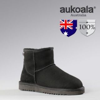 Australia Men Boots Aukoala Sheepskin Classic Mini Winter Boots Black(7) Shoes