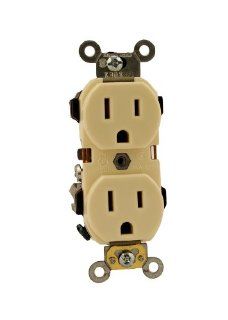 Leviton 5252 A 15 Amp, 125 Volt, Industrial Series Heavy Duty Specification Grade, Duplex Receptacle, Straight Blade, Self Grounding, Almond   Electric Plugs  