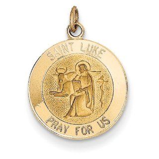 14k Saint Luke Medal Charm, Best Quality Free Gift Box Satisfaction Guaranteed Pendant Necklaces Jewelry
