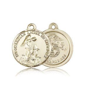 JewelsObsession's 14K Gold Guardain Angel Marines Medal Jewels Obsession Jewelry