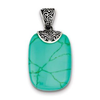 Sterling Silver Antiqued Turquoise Pendant, Best Quality Free Gift Box Satisfaction Guaranteed Pendant Necklaces Jewelry