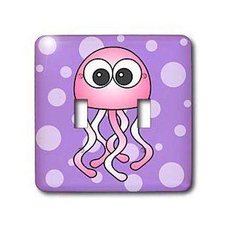 3dRose lsp_6349_2 Pink Kawaii Jellyfish Double Toggle Switch   Switch Plates  