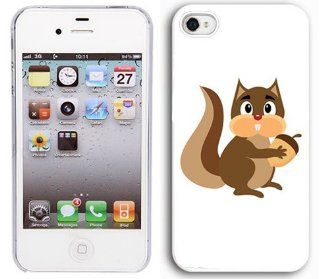 Apple iPhone 4 4S 4G White 4W29 Hard Back Case Cover Cute Squirrel with Acorn Cell Phones & Accessories