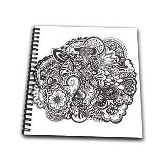 3dRose db_58346_2 Detailed Intricate Black and White Ink Art Nature Scene Flowers Leaves Tree Patterns Tattoo Memory Book, 12 by 12 Inch   Scrapbooks
