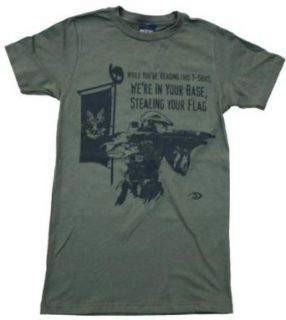 HALO "WE ARE IN YOUR BASE" Military Green Soft Cotton Tee Licensed Novelty T Shirts Clothing