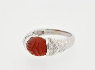 14K White Gold Diamond/Stone Scarab Ring Jewelry