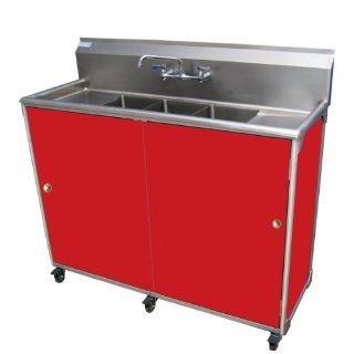 Monsam PSE 2003SD Commercial Three Bowl Sink, Red Science Lab Furniture