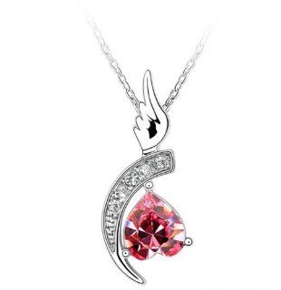 Charm Jewelry Swarovski Crystal Element 18k Gold Plated Rose Pink Monoplane Angel Necklace Z#984 Zg4def0b Jewelry