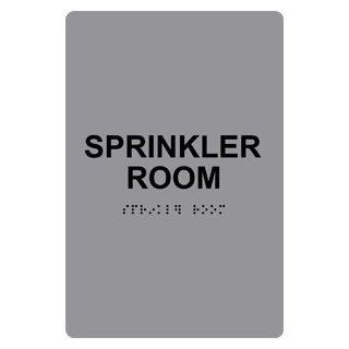 ADA Sprinkler Room Braille Sign RRE 985 BLKonGray Wayfinding  Business And Store Signs 