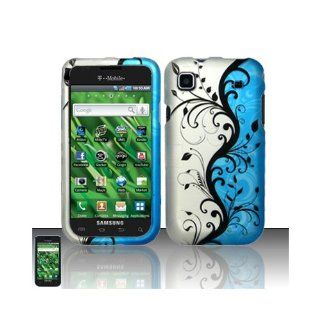 Blue Silver Floral Hard Cover Case for Samsung Galaxy S Vibrant 4G SGH T959 SGH T959V Cell Phones & Accessories