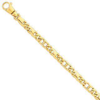 14k Yellow Gold 8in 7.2mm Hand Polished Fancy Mens Link Bracelet. Wt  28.79g Jewelry