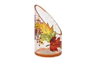 Autumn Garland Crackle Glass Slanted Votive Candle Holder   Slanted Clear Candle Holders