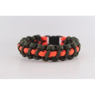 OD Green and Neon Orange "Hunter" Paracord Bracelet   8 Inches Tactical Paracords