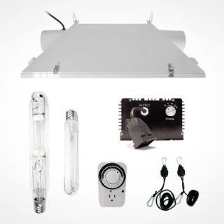 JD Lightings Dimmable 600W HPS + MH Digital Grow Light W/ 6" LARGE Air Cool Reflector Grow Light System. Digital Ballast + MH & HPS Bulb + 6" LARGE Air Cooled Hood + Machanical Timer + Heavy Duty Rope  Plant Growing Light Fixtures  Patio, L