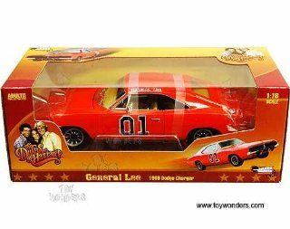Amm964 Auto World Silver Screen Machines   The Dukes of Hazzard General Lee Dodge Charger #01 (1969, 118, Orange) Amm964 Diecast Car Model Auto Vehicle Automobile Metal Iron Toy Toys & Games