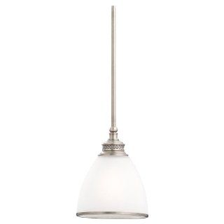 Sea Gull Lighting 61350 965 One Light Mini Pendant, Etched Ripple Glass Shade with Band, Antique Brushed Nickel   Ceiling Pendant Fixtures  