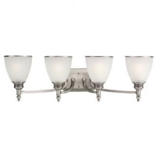Sea Gull Lighting 44352 965 Wall Light, Etched Ripple Glass Shades and Antique Brushed Nickel, 4 Light   Vanity Lighting Fixtures  