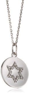 KC Designs "Faithfully Yours" Diamond 14k White Gold Star Of David Disc Pendant Necklace, 16" Jewelry