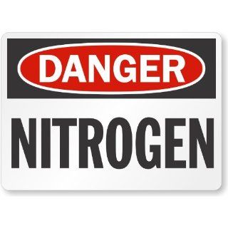 SmartSign Aluminum OSHA Safety Sign, Legend "Danger Nitrogen", 7" high x 10" wide, Black/Red on White