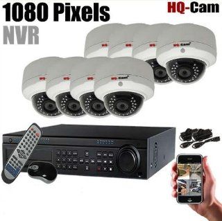 HQ Cam 16 Ch 1080 Mega Pixels NVR DVR Security Surveillance Camera system with 8x Dome IP IR 1080P Weatherproof Security Camera For CCTV Day and night Home Security 1 TB HDD Pre installed  Camera & Photo