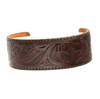 Western Embossed Brown Leather Cuff Bracelet Jewelry