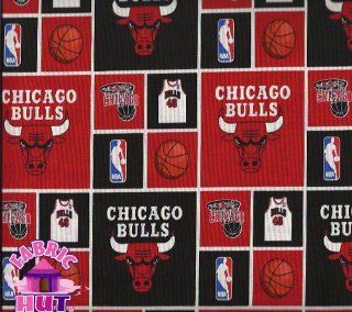 Cotton NBA Chicago Bulls Sq Basketball Print Cotton Fabric by the yard   s020bullss