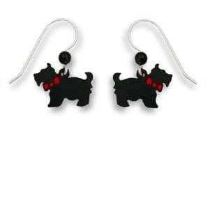 Sienna Sky Scottish Scottie Terrier with Red Bow Earrings 969 Dangle Earrings Jewelry