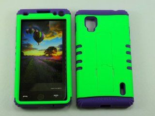 3 IN 1 HYBRID SILICONE COVER FOR LG OPTIMUS G (SPRINT) (CDMA) HARD CASE SOFT LIGHT PURPLE RUBBER SKIN NEON LT GREEN LP A006 LG LS 970 KOOL KASE ROCKER CELL PHONE ACCESSORY EXCLUSIVE BY MANDMWIRELESS Cell Phones & Accessories