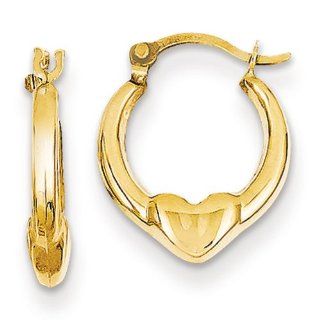 14K Hollow Heart Hoop Earrings Jewelry