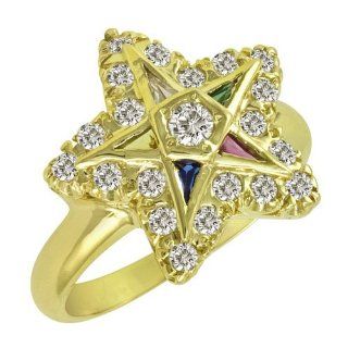 10k Yellow Gold Diamond Eastern Star Ring Jewelry