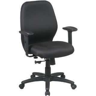 Mid Back 2 to 1 synchro Tilt Chair with 2  Way Adjustable Soft padded Arms   Black Fabric   Executive Chairs
