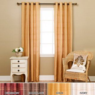 Faux Silk Chenille Check Grommet Curtain 95"L   Gold   OQ   Closeout   Window Treatment Curtains