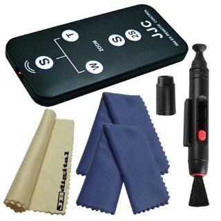 IR Wireless Remote Control for CANON Rebel T3i T2i T1i XT XTi XSi 500D 450D 400D 350D 300D 60D 7D 5D Mark II Kiss X5 compatible with Canon RC 1, RC 5, WL DC100 + Lens Cleaning Pen System + 2 JB Digital Microfiber Cleaning Cloths  Camera Cleaning Kits  Ca
