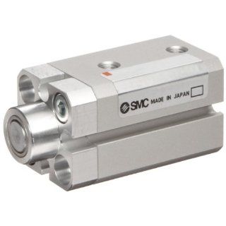 SMC RSDQB32 20D Aluminum Stopper Air Cylinder, Compact, Double Acting, Through Hole Mounting, Switch Ready, Rubber Cushion, 32 mm Bore OD, 20 mm Stroke, 20 mm Rod OD, 1/8" BSPT Industrial Air Cylinders