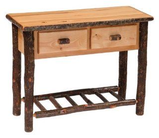 Hickory 2 Drawer Log Sofa Table (Rustic Maple)  