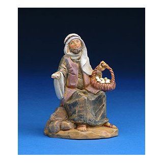 5 Inch Scale Ezra Man with Basket of Eggs   Individual Nativity Figurines