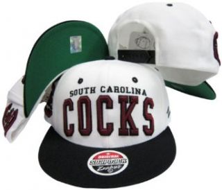 South Carolina Gamecocks White/Black Two Tone Plastic Snapback Adjustable Plastic Snap Back Hat / Cap Clothing