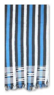 Cotton kente cloth scarf, 'Textured Blue'