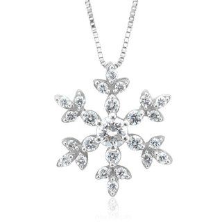 14k White Gold Snowflake Diamond Pendant Necklace (GH, I1 I2, 0.30 carat) Silver Necklace Diamond Snowflake Jewelry