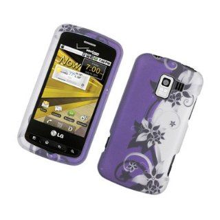 For LG Enlighten Optimus Slider LS700 Gelato Q Hard Case Purple Silver Vines 