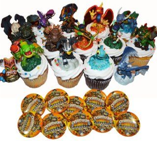 Skylanders Giants B Birthday Party Set   15 Cake / Cupcake Topper / Favors   12 Buttons  Decorative Cake Toppers  