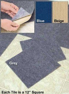 Peel and Stick Blue Berber Carpet Tiles 12"x12" Set of 10   Household Carpeting