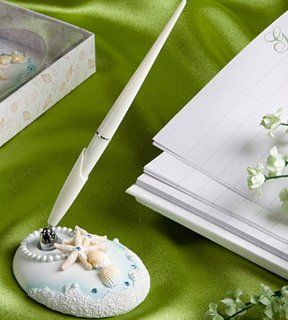 Bridal Shower / Wedding Favors  Beach Themed Wedding Pen and Holder Set (18   47 items) Health & Personal Care