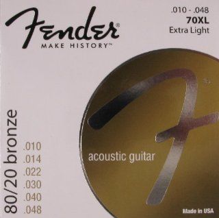 Fender Acoustic Guitar 80/20 Extra Light Ball End, .010   .048, 70XL Musical Instruments