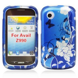 BLUE FLOWER Hard Plastic Protector Case Cover For ZTE AVAIL Z990 (AT&T) Cell Phones & Accessories