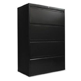 Alera Four Drawer Lateral File Cabinet, 36w x 19 1/4d x 54h, Black 