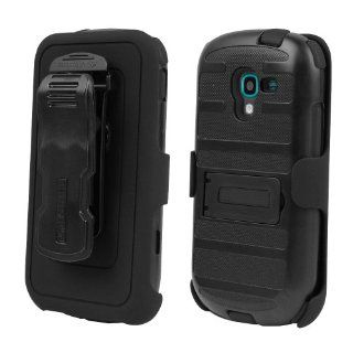 Beyond Cell Tri Shield Durable Hybrid Hard Shell & TPU Gel Case with Holster Belt Clip Combo for Samsung Galaxy Exhibit T599 2013 (T Mobile)   Black/Black Cell Phones & Accessories